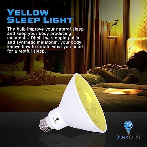 4 Pack PAR38 Amber Yellow LED Bug Light Bulb Outdoor LED Flood Light Bulb 17W 170 Watt Equivalent Dimmable Waterproof E26 Bug LED Yellow Light Bulbs Warm Bug-Free Lighting for Home Insect Repellent - Image 4