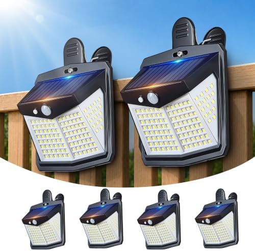 Clip-On Solar Lights Outdoor, Motion Sensor, No-Drill, 4 Pack by LightupYourLife
