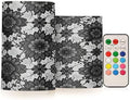Vintage Black Lace with Flowers Flameless Candles with Remote Control Candles with Timer Waterproof Electronic Lights Glitter Led for Night Battery Operated Pillar 2-Piecing Set by famyily