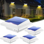 Gutter Lights, 40 LEDs Solar Patio Decor Light, Deck Lights Outdoor Waterproof Fence Light for Wall Backyard Porch, Patio, Pool,Step Stairs, Yard, Garden, Pathway - 4 Pack-White,Warm White Light by BILLION+DUO