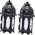 Iron Candle Lantern 2pcs Black Iron and Glass Xmas Hanging by Yardenfun