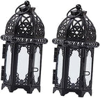Iron Candle Lantern 2pcs Black Iron and Glass Xmas Hanging by Yardenfun