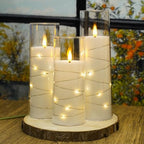 Nimiko Flickering Flameless LED Candles, 9 Pcs with Embedded Star String, Acrylic LED Pillar Candles with Remote, Suitable for Home Decoration (White) - Image 3