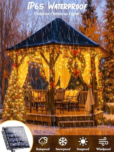 6 Pack Solar Christmas Lights Outdoor, 198FT 600 LED Solar String Lights - Image 4