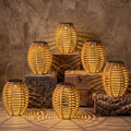 VIHOSE 6 Pack Solar Lantern Outdoor Waterproof Rattan, Oval by VIHOSE