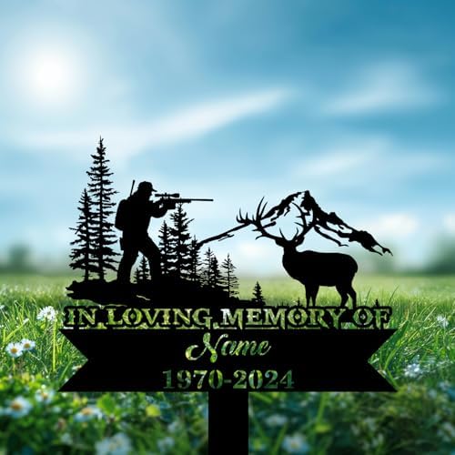 Personalized Hunter Grave Marker Elk Hunting Memorial Garden Stake 8-24 inch Hunter Dad Loss Gift, Hunter Memorial Gift Loss of Loved One (Elk Hunting) - Image 3