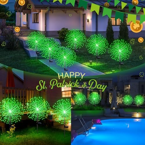 Tujoe 6 Pcs Halloween Solar Firework Stake Lights 180 LED 8 Modes - Image 6