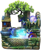 LuuChain Rockery Water Fountain Tabletop Mountain Cascading Waterfalls Indoor Resin Small Waterfall Fountain with LED Lamp for Office Iving Living Room Office Decoration - Image 3