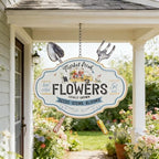 Vintage Metal Garden Sign with Shovel & Fork Decor "Market Fresh Flowers" Rustic Farmhouse Wall Decor for Outdoor Garden Patio Yard 17.5"L (Flower) - Image 7