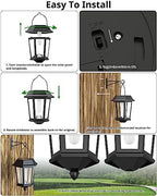 Solar Lanterns Outdoor Waterproof, Hanging Solar Lights with Glass Shade - 2 Pack LED Metal Wall Mount Outdoor Light for Yard/Garden/Patio - Flame - Image 6