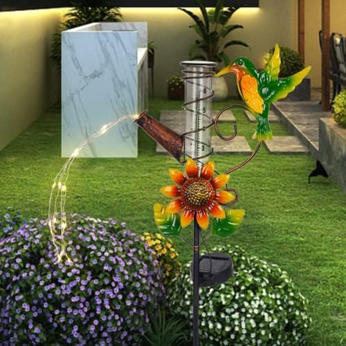 Solar Hummingbird Rain Gauge Outdoor with 6 Inch Glass Tube - Image 6