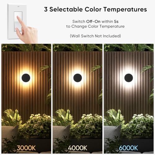 LED Outdoor Wall Light, Modern Black Exterior Sconce Light, Round - Image 2