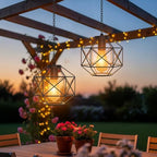 Hanging Solar Lantern,7.8′′×7′′Outdoor Solar Lanterns Waterproof Pendant Light Outdoor Chandelier for Gazebo Patio Porch Garden Barn Tree Pergola Decor - Image 2