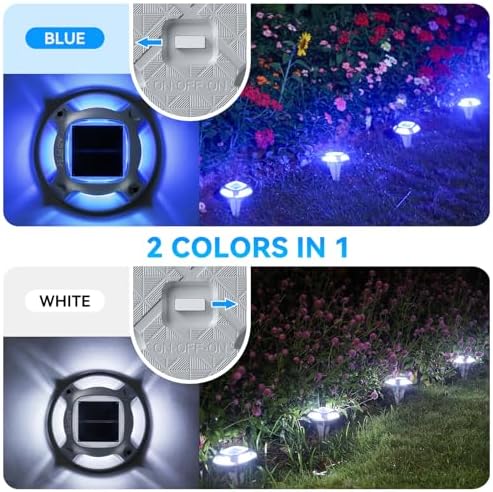 AGPTEK 2 Colors in 1 Solar Driveway Lights 12 Pack with Ground Spike Design - Image 3