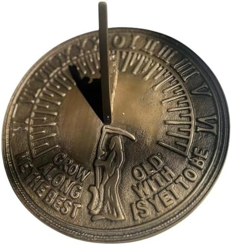 Brass Finished Sundial: 'Grow Old with Me' Romantic Garden Décor 10 Inch Gift for Anniversary Couple by Unknown