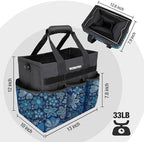 WORKPRO Garden Tool Bag, 10 Pockets and Shoulder Strap, Floral Blue - Image 2