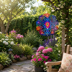 Shwing 12 Inch Wind Spinner Hanging Wind Sculptures Colorful Floral Metal Decor Double Sided Outdoor Kinetic Garden Art 3D Wind Spinner Hanging Ornament for Patio Porch Balcony Backyard Tree Decor - Image 4