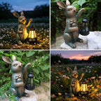 Solar Garden Statues -Rabbit Lantern Outdoor Handmade Resin Statue with LED Light, Cute Carrot Holder for Patio, Yard, Gift Ideas (rabbit2) - Image 3