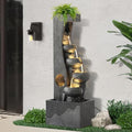 40"H Water Fountains Outdoor, Cascading Rock Fountain and Waterfalls by Dephet