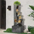 40"H Water Fountains Outdoor, Cascading Rock Fountain and Waterfalls by Dephet