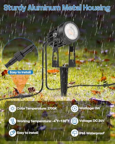 HIBOITEC Low Voltage Landscape Lighting with Transformer Photocell Sensor and Timer Spotlights Kit 56FT ETL Approved Wire 2700K 6 Packs - Image 3