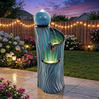 32" H Ceramic Outdoor Water Fountain, Art Sphere Dynamic Wave-Texture by Ultym