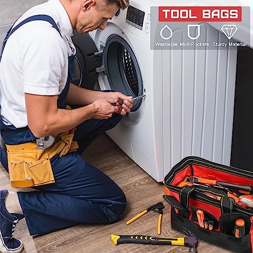 Sanwuta 3 Pack 16 Inch Tool Bags, Classic, Red, Army Green, Yellow - Image 6