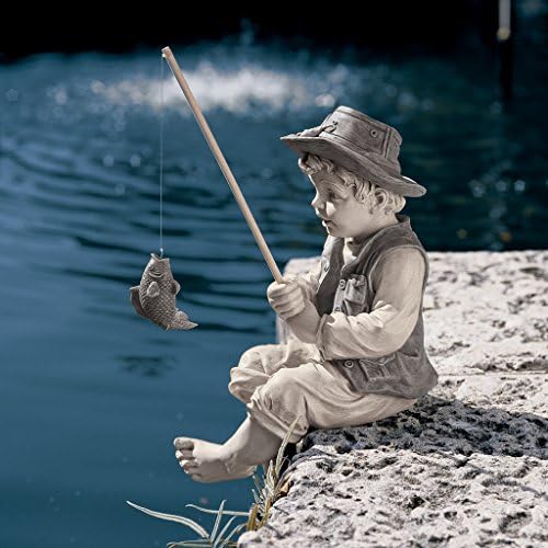 Design Toscano NG32122 Frederic the Little Fisherman of Avignon Lightweight Polyresin Statue, 15 Inch, Two Tone Stone - Image 7