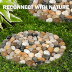 River Rock Stepping Stones Outdoor for Garden Walkway, 10 inch Diameter 5 Pcs Round Shape Paver Step Stones Polished Pebble River Stone Mat for Yard Lawn Patio Pathway Walk Way - Multi-Color - Image 6