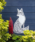 Large 51cm Fox Metal Wall Plaque |White Hanging Indoor Outdoor Floral Tree Decor - Image 2
