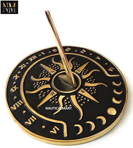 Nautical-Mart Brass Garden Sundial Clock - 8.5” Diameter Sundial Clock with Polished Brass Highlights - Image 2