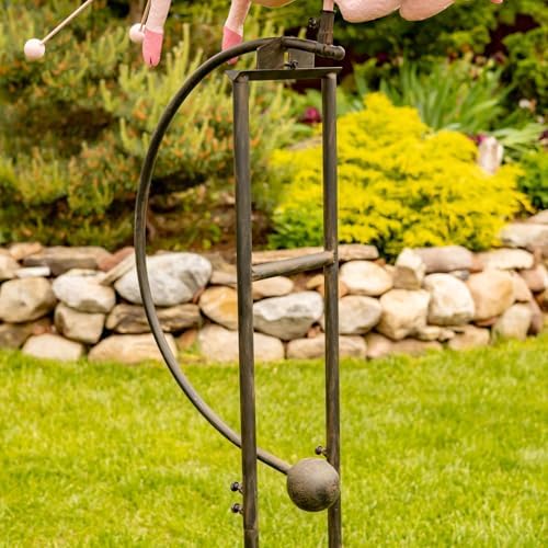 Large Rocking Animals with Flapping Wings Garden Stakes (Antique Pink, Flying Pig) - Image 6