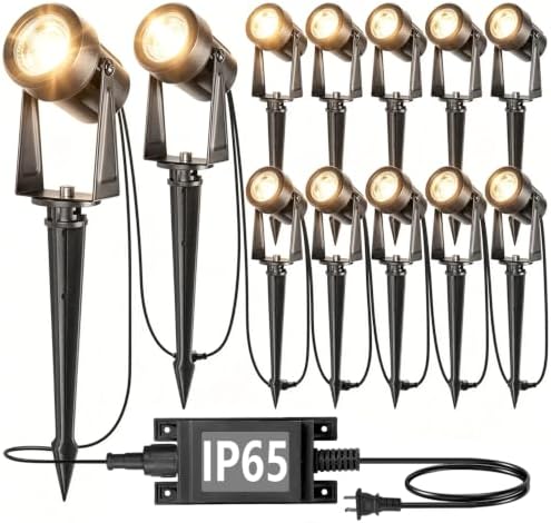 SUNTHIN Outdoor Landscape Lighting, 12 Pack LED Spot Lights Kit, Warm White by SUNTHIN