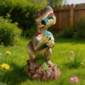 PARTYGEARS Dinosaur Statue with Gnomes, 16“ Large Outdoor Garden Statues Yard Decor, Funny Dinosaur Holding Gnomes Figurines for Patio Lawn, Weatherproof Gnome Decorations for Home, Unique by PARTYGEARS