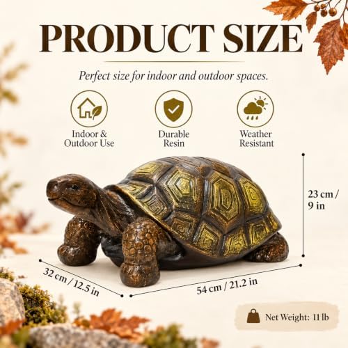 21.3" Resin Turtle Outdoor Garden Statue, with Realistic Shell Detail - Image 2