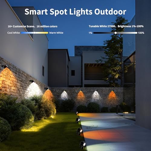 VTimes 8pcs Smart RGBW Landscape Lights IP65 Waterproof Outdoor SpotLights - Image 5