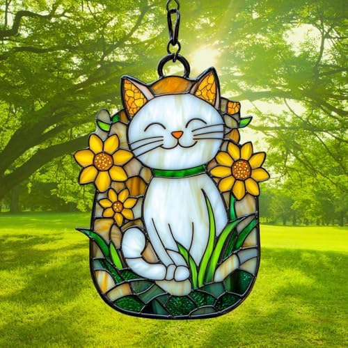 Cat and Flower Acrylic Suncatcher - Image 3