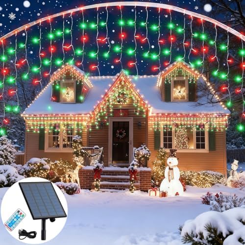 320LED Solar Christmas Lights Outdoor Waterproof Christmas Decorations Lights 29.5ft 60 Drops,8 Modes Solar Powered Rechargeable Fairy Lights for Party, Holiday,Wedding Decorations (Red and Green) by Unknown