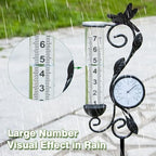36in Dragonfly Rain Gauge Thermometer Black Metal Garden Stake Decor - Image 3