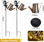 Solar Lights Outdoor,2 Pcs Solar Watering Can Light,Waterproof Metal Hanging Lantern,Fairy Gardening Gifts,Fairy Garden Decor for Outside,Perfect for Garden,Patio,Yard,Pathway - Image 2