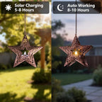 Hanging Solar Lights for Trees Outside, 4 Pack 6-Inch Hanging Star Lanterns with Solar Tea Lights Outdoor Waterproof, Icetry Star Light, Tree Lanterns Decoration for Porch Patio Pergolas Yard - Image 2