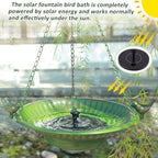 13" Hanging Bird Bath with Solar Fountain,Metal Solar Bird Bath (Green) - Image 4