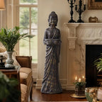 42" Buddha Outdoor Statue, Zen Meditative Figures, Gold-Black Finish - Image 2
