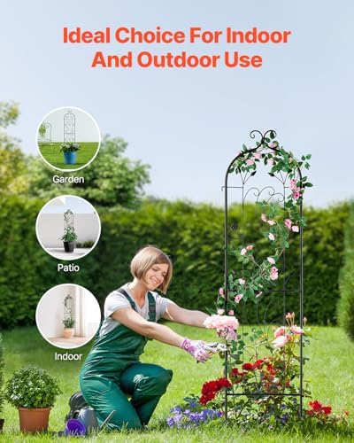 VEVOR 60 x 15 in, Rustproof Metal Garden Flower Trellis, Outdoor Climbing Rose & Cucumber Support, Decorative Tall Clematis Trellis for Courtyards & Lawns - Image 6