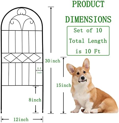 Decorative Garden Fence 30in (H) x 10ft (L), 10 Pack Rustproof Metal No Dig Fence Animal Barrier, Arched Flower Bed Edging, Wire Border Fencing Panel for Dog, Yard, Patio, Outdoor, Decor - Image 2