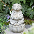 Glitzhome Water Fountain Outdoor, Outdoor Fountain with Lights&Pump, 22" H 2-Tiered Concrete Dog Statue Zen-Style Water Fountain Polyresin Water Feature for Home Patio Garden Backyard Decor by Glitzhome