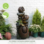 Garden Water Fountain Outdoor Decor - 38.4" 3 Tier Standing Cascading Waterfall Outdoor Water Fountain with LED Lights & Pumps,Natural Design for Garden,Patio, Porch, Backyard, Home Art Decor - Image 5