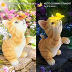 Solar Garden Statue Cat Figurine,Resin Outdoor Decor for Patio Yard - Image 6