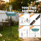 3" Deep 43" Tall Metal Bird Bath for Outdoors, 12" Dia Removable Birdbaths - Image 5