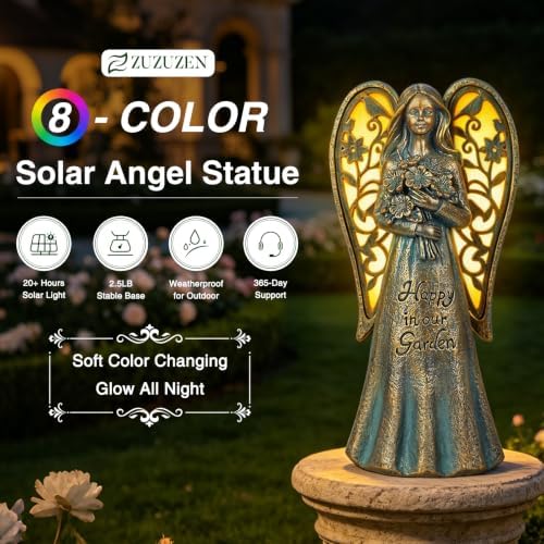 Solar Angel Halloween Garden Statue Decor with Color Changing Light - Image 2